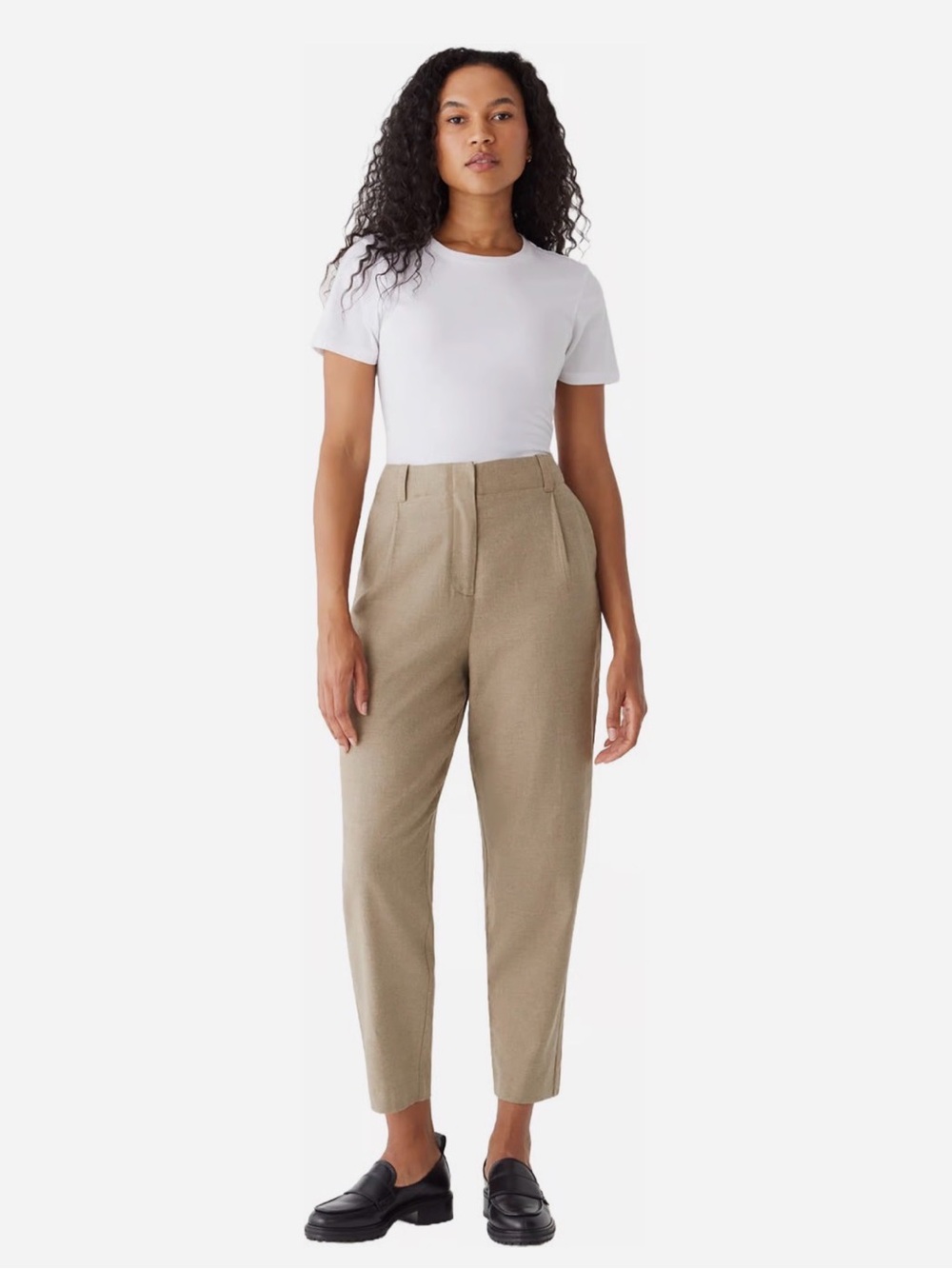 FRANK AND OAK Women's Amelia Cotton-Linen Balloon Fit Pant, Sz 10, Beige - Picture 12 of 13